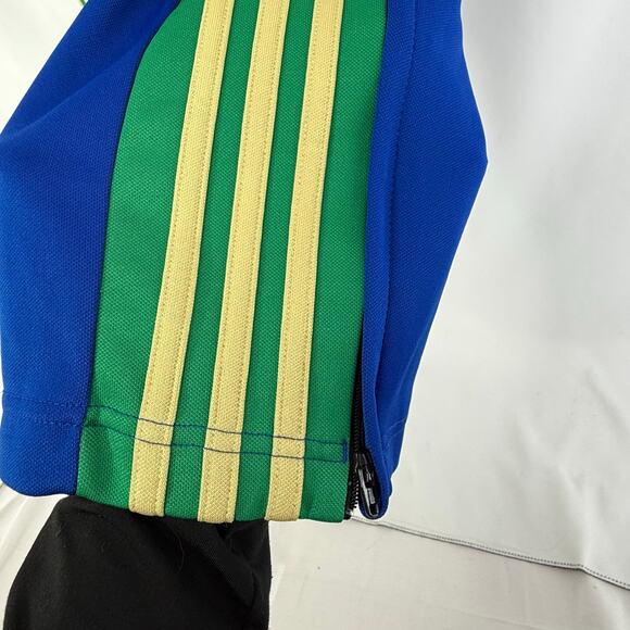 Adidas Warm Up Pants 3 Stripe Royal Blue Butter Yellow Green Mens 2XL Side Zip - Picture 7 of 7